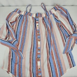 iZ Beyer‎ Stripe Off Shoulder Top Size Small Lightweight